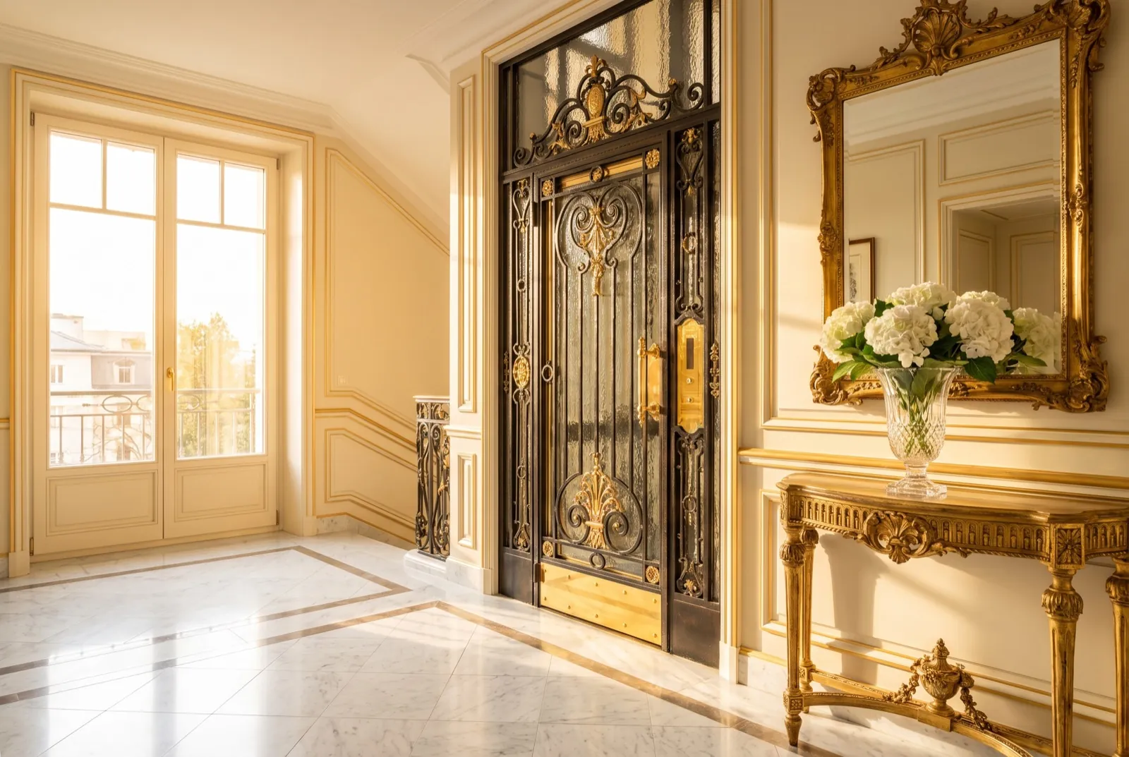 Ascenseur d'immeuble classique à Genève entretenu par Clair Net Services